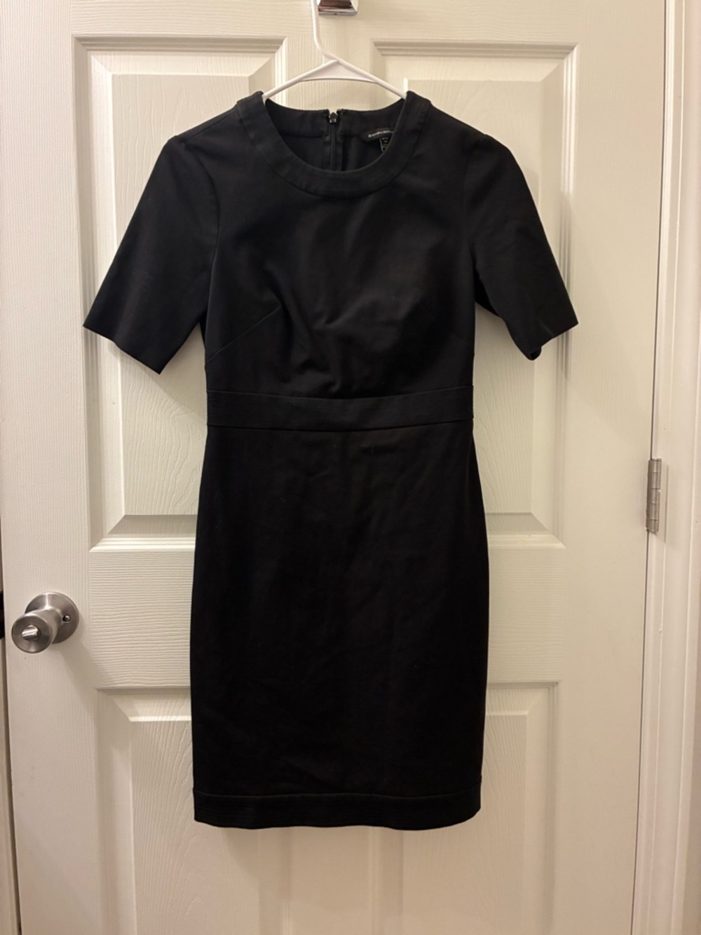 Banana Republic Black Short-Sleeve Mini Sheath Dress